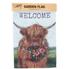 Decorative Double Sided Garden Flag - Welcome Farmhouse Highland Cow & Spring Flower Wreath 12x18 from Primitives by Kathy