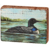 Decorative Wooden Box Sign Decor - Loon Duck In Lake 4x3 - Cabin Collection from Primitives by Kathy