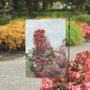 Decorative Double Sided Garden Flag - Farmhouse Chicken Wearing Spring Flower Wreath 12x18 from Primitives by Kathy