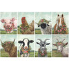 Set of 8 Notecards With Envelopes - Farmhouse Animals With Spring Flower Wreath from Primitives by Kathy