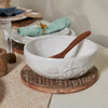 Lightweight White Glaze Ceramic Serving Bowl - Embossed Sea Life Design - 7.25 In - Beach Collection from Primitives by Kathy