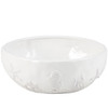 Lightweight White Glaze Ceramic Serving Bowl - Embossed Sea Life Design - 7.25 In - Beach Collection from Primitives by Kathy