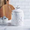 Decorative White Glaze Ceramic Canister - Sea Life Themed - 9.25 In x 6.5 In - Beach Collection from Primitives by Kathy