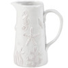 White Glaze Ceramic Pitcher - Embossed Sea Life Design - Beach Collection from Primitives by Kathy