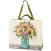 Double Sided Reusable Market Tote Bag - Colorful Daisies & Spring Flowers In Vase from Primitives by Kathy