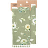 Cotton Kitchen Dish Towel - Floral Design On Green Palette 18x28 from Primitives by Kathy