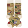 Colorfully Printed Cotton Novelty Socks - Hoeing Ain't Easy - Garden Themed from Primitives by Kathy