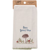 Cotton Linen Kitchen Dish Towel - Love Grows Here - Mushroom Print Design 20x26 - Cottage Collection from Primitives by Kathy