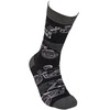 Motorcycle Rider Colorfully Printed Cotton Novelty Socks - I's Rather Be Riding Socks Primitives by Kathy