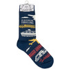 Colorfully Printed Cotton Novelty Socks - I'd Rather Be Traveling from Primitives by Kathy