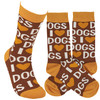 Colorfully Printed Cotton Novelty Socks - I Love Dogs Socks - I Heart Dogs Primitives by Kathy