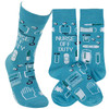 Colorfully Printed Cotton Novelty Socks - Nurse Off Duty Socks Primitives by Kathy