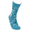 Colorfully Printed Cotton Novelty Socks - Nurse Off Duty Socks Primitives by Kathy
