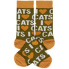 Colorfully Printed Cotton Novelty Socks - I Love Cats Socks - I Heart Cats from Primitives by Kathy