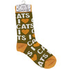 Colorfully Printed Cotton Novelty Socks - I Love Cats Socks - I Heart Cats from Primitives by Kathy