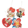 Set of 4 Vintage Themed Hanging Wooden Valentine's Ornaments from Primitives by Kathy
