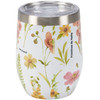 Stainless Steel Wine Tumbler Thermos Wuth Lid - 12 Oz - Spring Floral Design from Primitives by Kathy