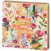 Decorative Wooden Block Sign Decor - Brave And Blooming - Colorful Floral Print Design 6x6 from Primitives by Kathy