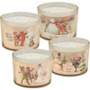 Set of 4 Frosted Glass Jar Candles - Vintage Snowmen Design (Evergreen & Peppermint Scented)  from Primitives by Kathy