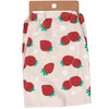 Cotton Linen Kitchen Dish Towel - So Sweet - Strawberry Print 28x28 - Homestead Collection from Primitives by Kathy