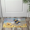 Decorative Entryway Door Mat Rug - Bumblebee & Flowers 34x20 from Primitives by Kathy