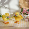 Set of 2 Felt Floral Yellow Chick Figurines - Plaid Ribbons & Spring Florals from Primitives by Kathy