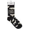 Black & White Cotton Socks - Lovin Farm Life - Farm Animal Print Design from Primitives by Kathy