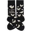 Black & White Cotton Novelty Socks - Fluent In Fowl - Chicken & Rooster Print - Farmhouse Collection from Primitives by Kathy