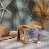 Decorative Double Sided Wooden Seashell Holder Box - Palm Tree & Beach Design 4.25 Inch from Primitives by Kathy