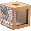 Decorative Double Sided Wooden Seashell Holder Box - Palm Tree & Beach Design 4.25 Inch from Primitives by Kathy