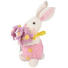 Felt Bunny Holding Flower Bouquet Figurine - 6 Inch - Easter & Spring Collection from Primitives by Kathy
