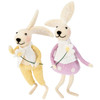 Set of 2 Felt Bunny Rabbit Figurines Holding Daisy Flowers - Easter & Spring Collection from Primitives by Kathy