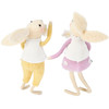 Set of 2 Felt Bunny Rabbit Figurines Holding Daisy Flowers - Easter & Spring Collection from Primitives by Kathy