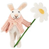 Felt Bunny Rabbit Holding Large Daisy Flower Figurine - 8.25 Inch - Easter & Spring Collection from Primitives by Kathy