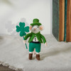 Happy Felt Mouse Figurine Wearing Leprechaun Outfit Holding Shamrock - St. Patrick's Day Collection from Primitives by Kathy