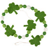 Decorative Green & White Shamrock Themed Garland With Poms 67 Inch - St. Patrick's Collection from Primitives by Kathy