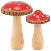 Set of 2 Decorative Wooden Red Mushroom Figurines - Garden Collection from Primitives by Kathy