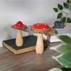 Set of 2 Decorative Wooden Red Mushroom Figurines - Garden Collection from Primitives by Kathy