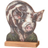 Decorative Double Sided Wooden Stand Up Decor Sign - Farmhouse Kune Kune Pig 5.5 Inch from Primitives by Kathy