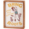 Decorative Inset Wooden Box Sign Decor - Cowgirl Bring Your Kickin' Ass Boots - 9x12 - Western Collection from Primitives by Kathy