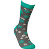 Flower Design Awesome Mom Colorfully Printed Cotton Socks from Primitives by Kathy