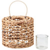 Raffia Woven Candle Lantern - 10.75 In x 8.25 In With Handle - Beach Collection from Primitives by Kathy