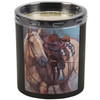 Double Sided Jar Candle - Palomino Horse & Saddle - Sandalwood Scent 8 Oz from Primitives by Kathy