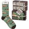 Sloth Design No Hurries No Worries Decorative Wooden Box Sign & Sock Set from Primitives by Kathy