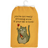 Cat Lover Cotton Kitchend Dish Towel - You're Not Drinking Alone If The Cat Is Home 28x28 from Primitives by Kathy