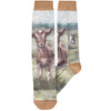 Colorfully Printed Cotton Novelty Socks - Farmhouse Goat from Primitives by Kathy