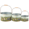 Set of 3 Galvanized Metal Buckets With Handles - Farmhouse Animals Friends from Primitives by Kathy