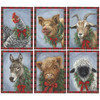 Set of 6 Notecards With Envelopes - Christmas Farm Animals With Wreaths from Primitives by Kathy