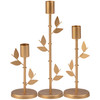 Set of 3 Metal Taper Candle Holders - Leaf & Branch Design - Cottage Collection from Primitives by Kathy