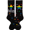Star Design Awesome Friend Colorfully Printed Cotton Socks from Primitives by Kathy
